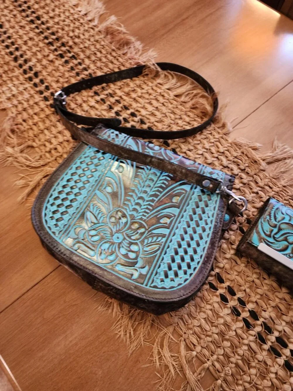 Patricia Nash Hand-tooled Saddle Bag and matching Wallet